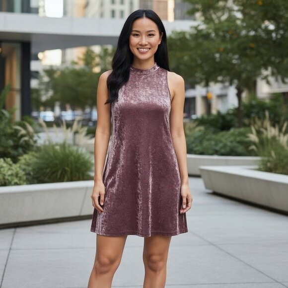 Cynthia Rowley Sleeveless Mini Dress Pink Crushed Velvet A-Line Party Dress 90s - Picture 11 of 11